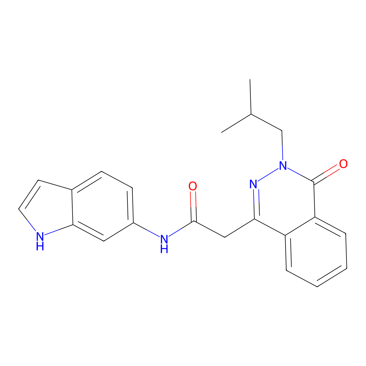 N-(1H-indol-6-yl)-2-[3-(2-methylpropyl)-4-oxo-3,4-dihydrophthalazin-1-yl]acetamide molecular structure, CAS 1435998-49-4