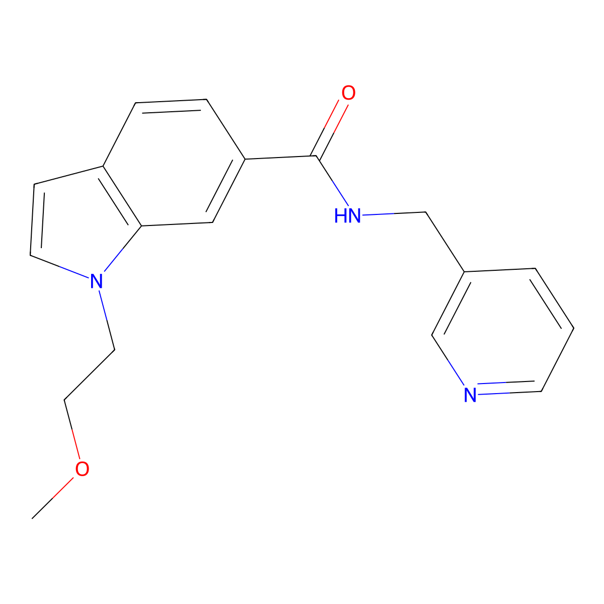 1-(2-methoxyethyl)-N-(3-pyridylmethyl)-1H-indole-6-carboxamide molecular structure, CAS 1435998-53-0