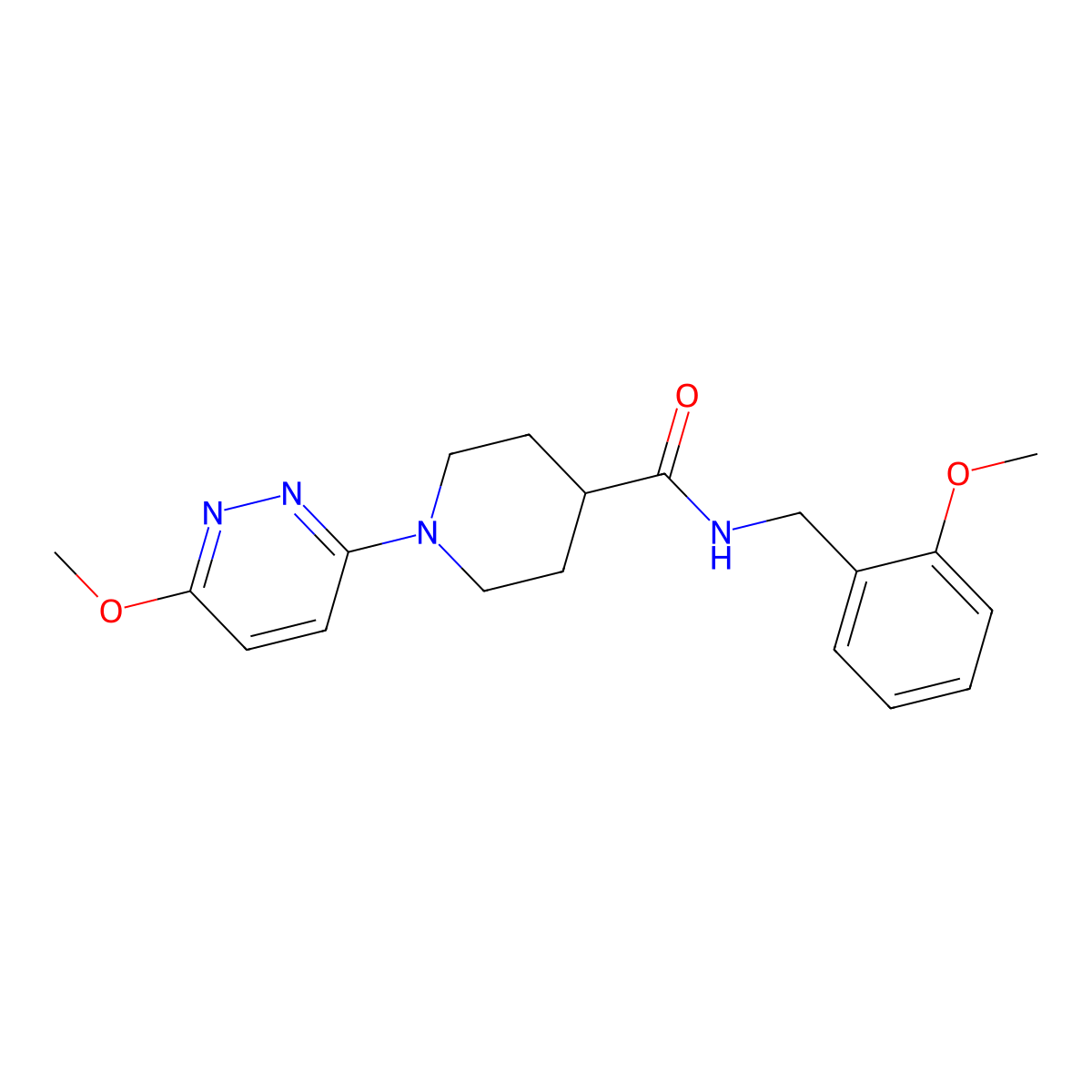 N-(2-methoxybenzyl)-1-(6-methoxypyridazin-3-yl)piperidine-4-carboxamide molecular structure, CAS 1435998-60-9