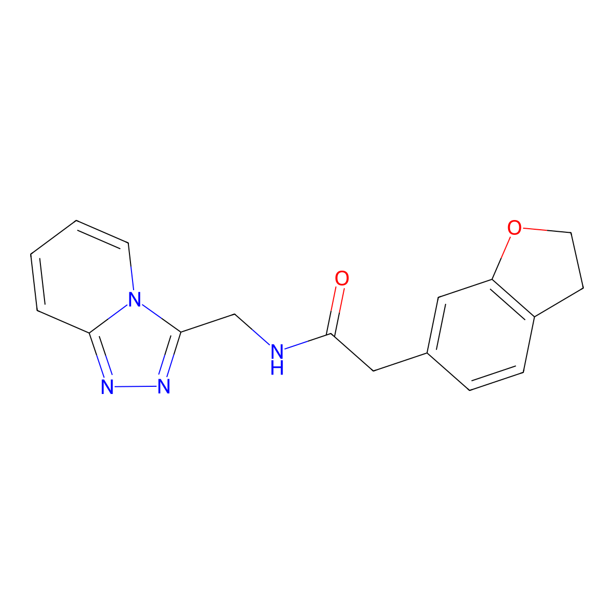 2-(2,3-dihydro-1-benzofuran-6-yl)-N-([1,2,4]triazolo[4,3-a]pyridin-3-ylmethyl)acetamide molecular structure, CAS 1435998-62-1