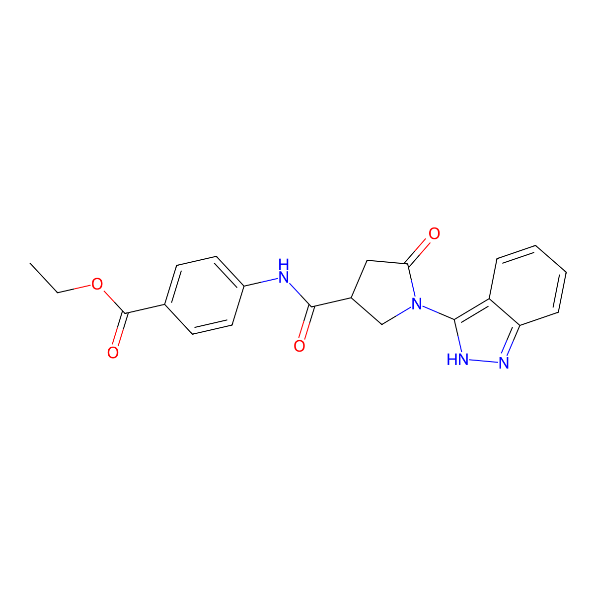 ethyl 4-({[1-(2H-indazol-3-yl)-5-oxopyrrolidin-3-yl]carbonyl}amino)benzoate molecular structure, CAS 1435998-75-6