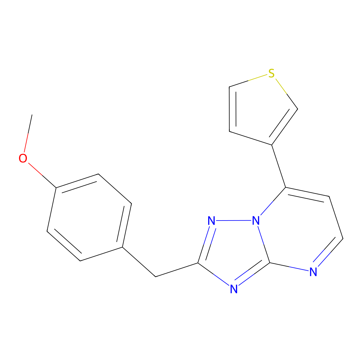 2-(4-Methoxybenzyl)-7-(3-thienyl)[1,2,4]triazolo[1,5-a]pyrimidine molecular structure, CAS 1435998-80-3