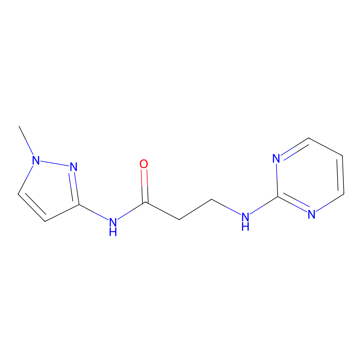 N-(1-methyl-1H-pyrazol-3-yl)-N~3~-pyrimidin-2-yl-beta-alaninamide molecular structure, CAS 1435998-83-6