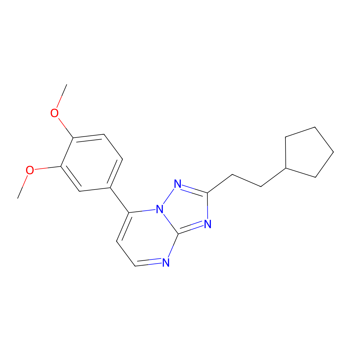 2-(2-Cyclopentylethyl)-7-(3,4-dimethoxyphenyl)[1,2,4]triazolo[1,5-a]pyrimidine molecular structure, CAS 1435998-88-1
