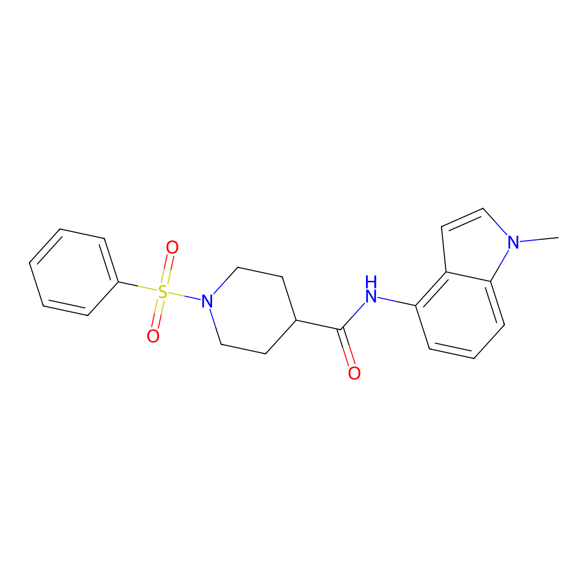 N-(1-methyl-1H-indol-4-yl)-1-(phenylsulfonyl)piperidine-4-carboxamide molecular structure, CAS 1435999-06-6