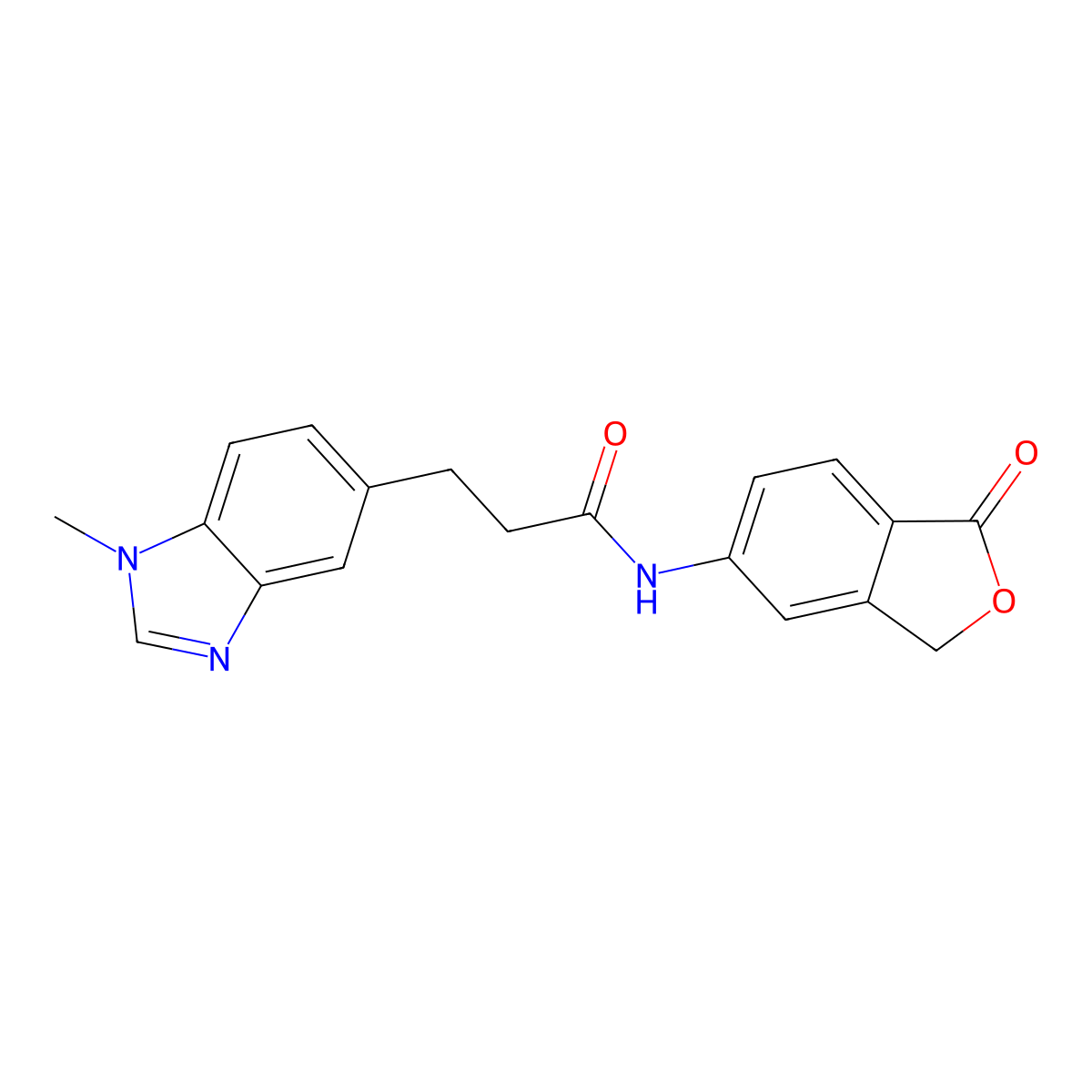 3-(1-methyl-1H-benzimidazol-5-yl)-N-(1-oxo-1,3-dihydro-2-benzofuran-5-yl)propanamide molecular structure, CAS 1435999-30-6