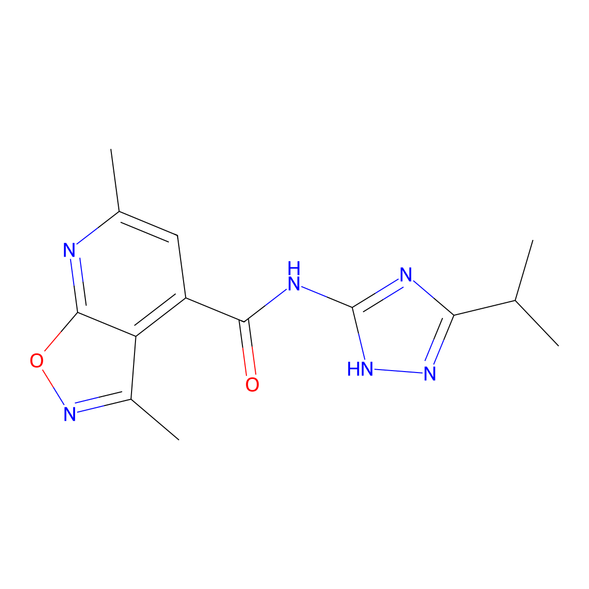 3,6-dimethyl-N-[3-(propan-2-yl)-1H-1,2,4-triazol-5-yl][1,2]oxazolo[5,4-b]pyridine-4-carboxamide molecular structure, CAS 1435999-31-7