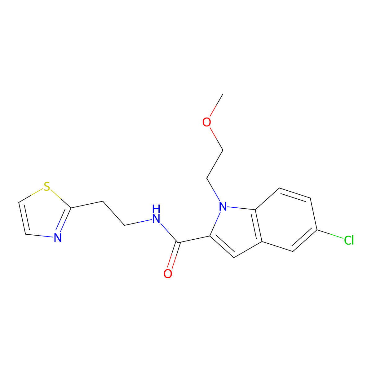 5-chloro-1-(2-methoxyethyl)-N-[2-(1,3-thiazol-2-yl)ethyl]-1H-indole-2-carboxamide molecular structure, CAS 1435999-49-7