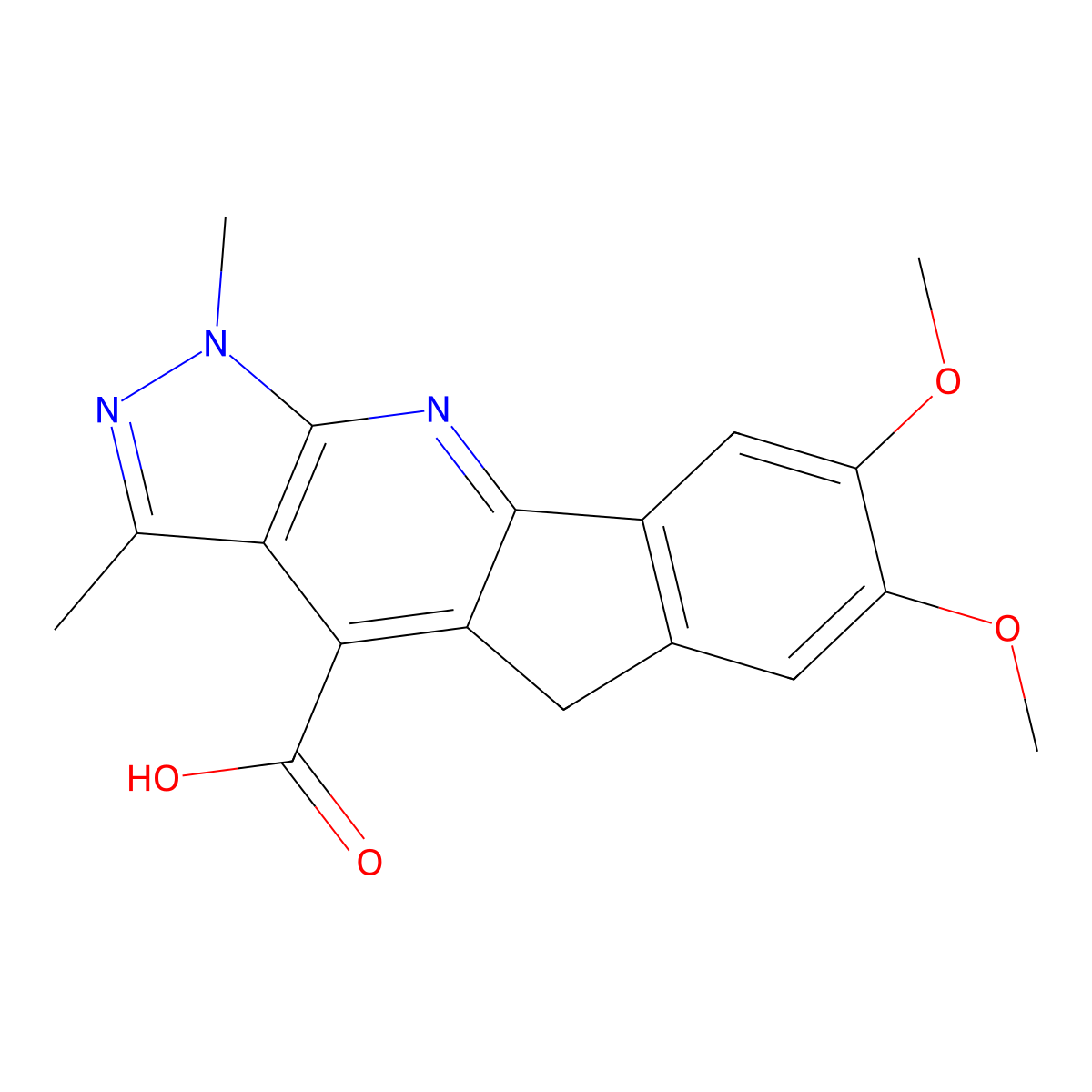 7,8-Dimethoxy-1,3-dimethyl-1,5-dihydroindeno[1,2-b]pyrazolo[4,3-e]pyridine-4-carboxylic acid molecular structure, CAS 1435999-50-0