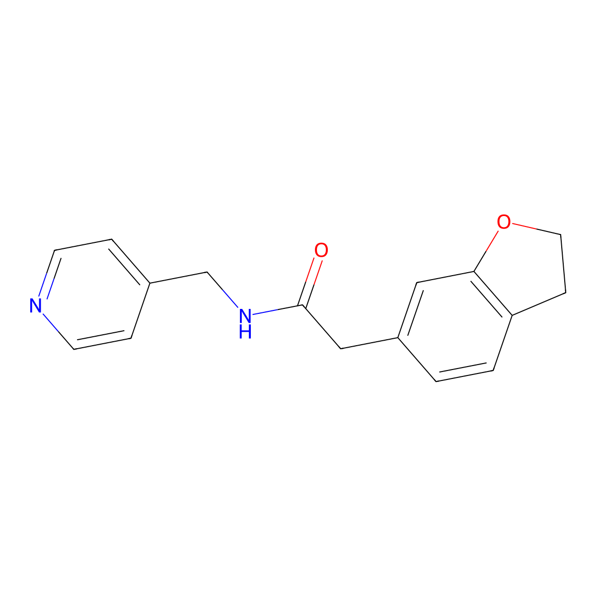 2-(2,3-dihydro-1-benzofuran-6-yl)-N-(4-pyridylmethyl)acetamide molecular structure, CAS 1435999-59-9
