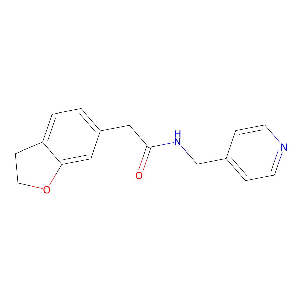 2-(2,3-dihydro-1-benzofuran-6-yl)-N-(4-pyridylmethyl)acetamide molecular structure, CAS 1435999-59-9