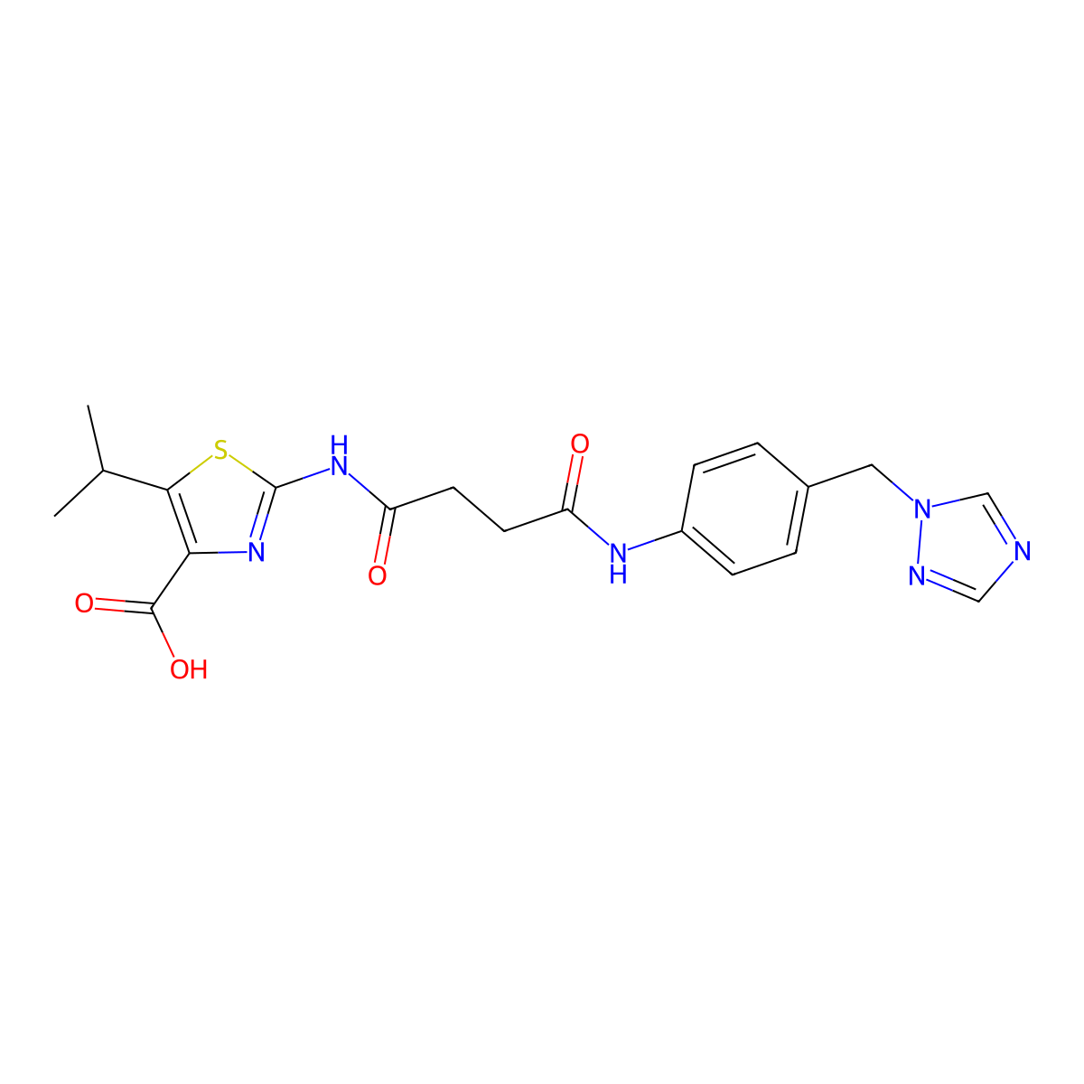 2-[(4-oxo-4-{[4-(1H-1,2,4-triazol-1-ylmethyl)phenyl]amino}butanoyl)amino]-5-(propan-2-yl)-1,3-thiazole-4-carboxylic acid molecular structure, CAS 1435999-61-3
