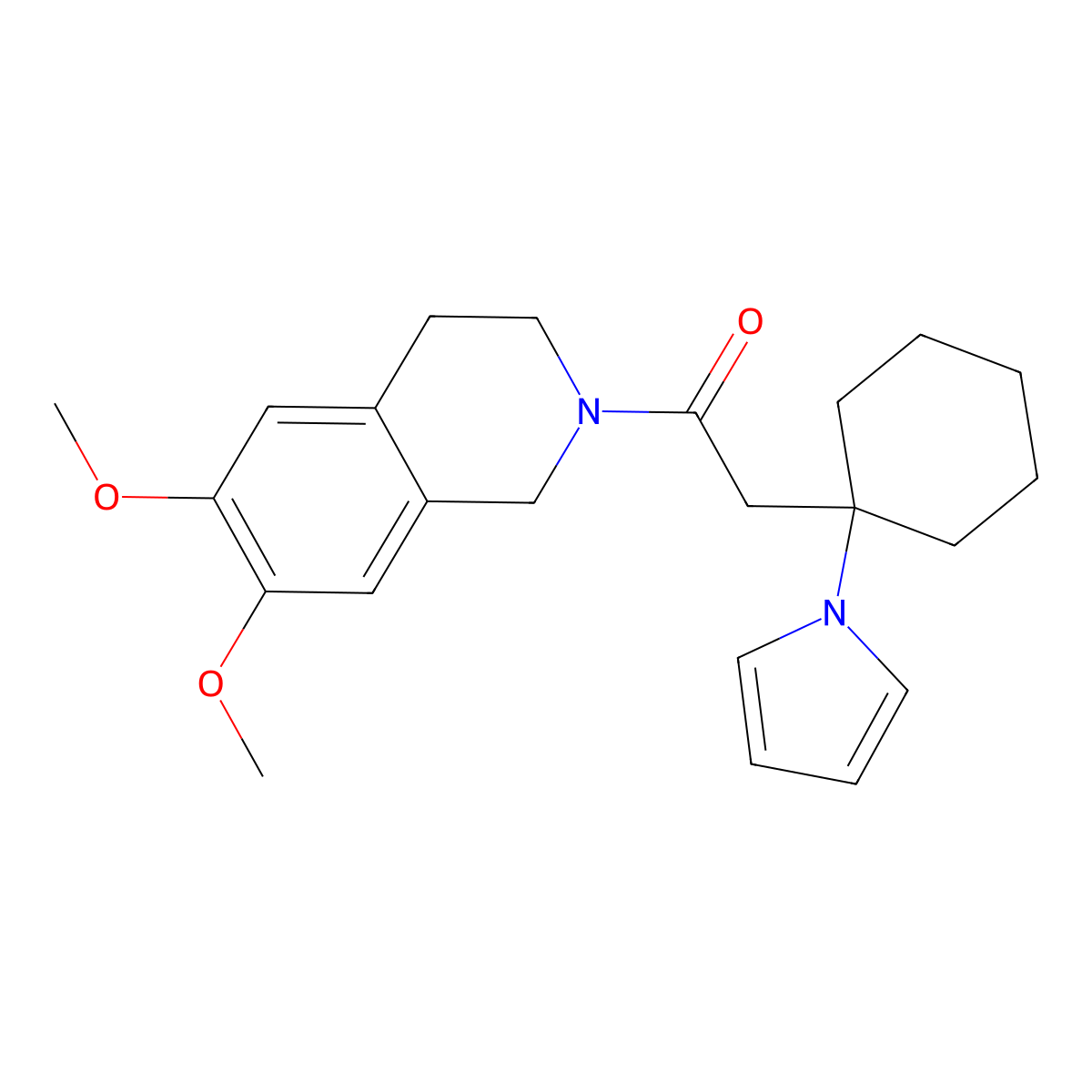 1-(6,7-dimethoxy-3,4-dihydroisoquinolin-2(1H)-yl)-2-[1-(1H-pyrrol-1-yl)cyclohexyl]ethanone molecular structure, CAS 1435999-64-6