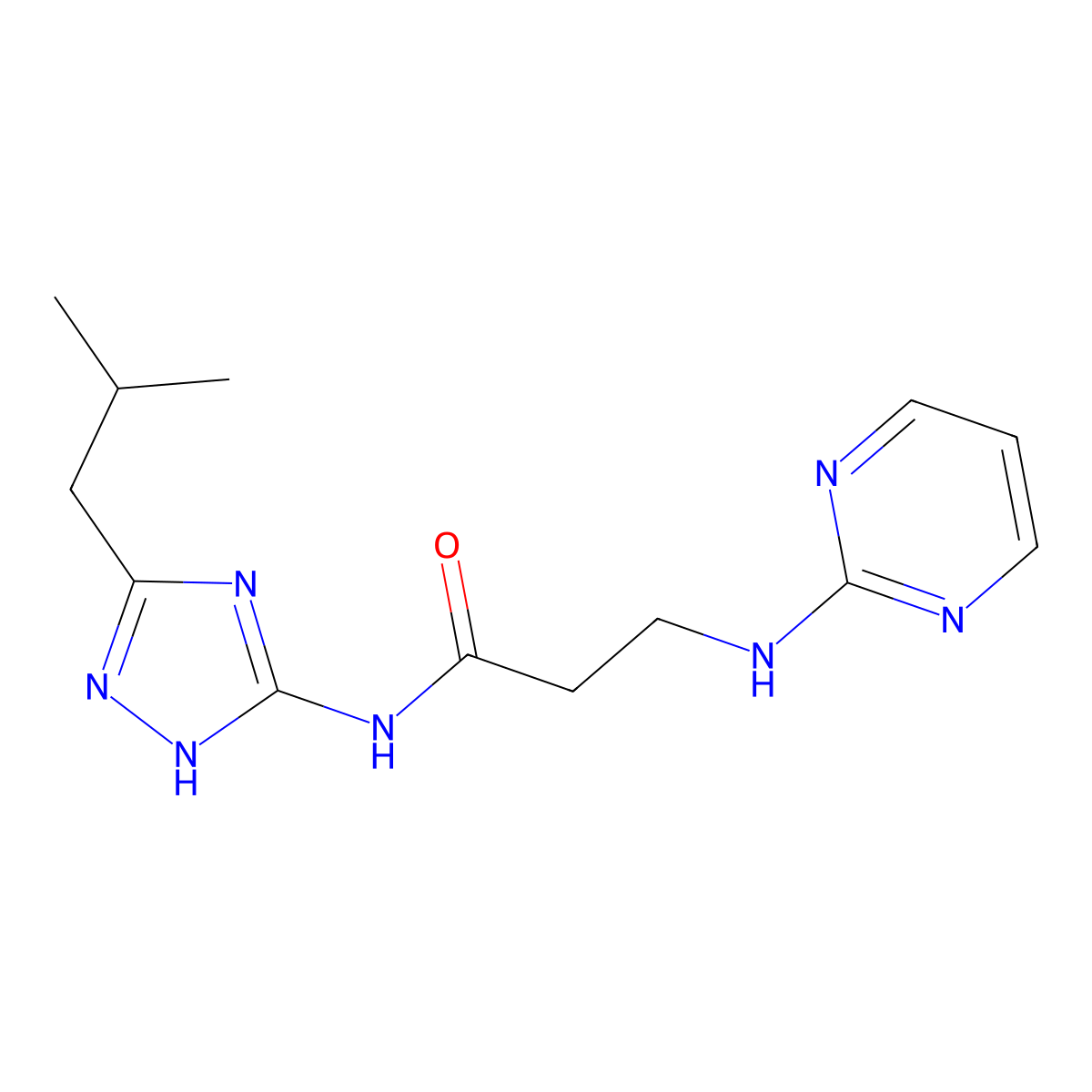 N-[3-(2-methylpropyl)-1H-1,2,4-triazol-5-yl]-N~3~-pyrimidin-2-yl-beta-alaninamide molecular structure, CAS 1435999-83-9