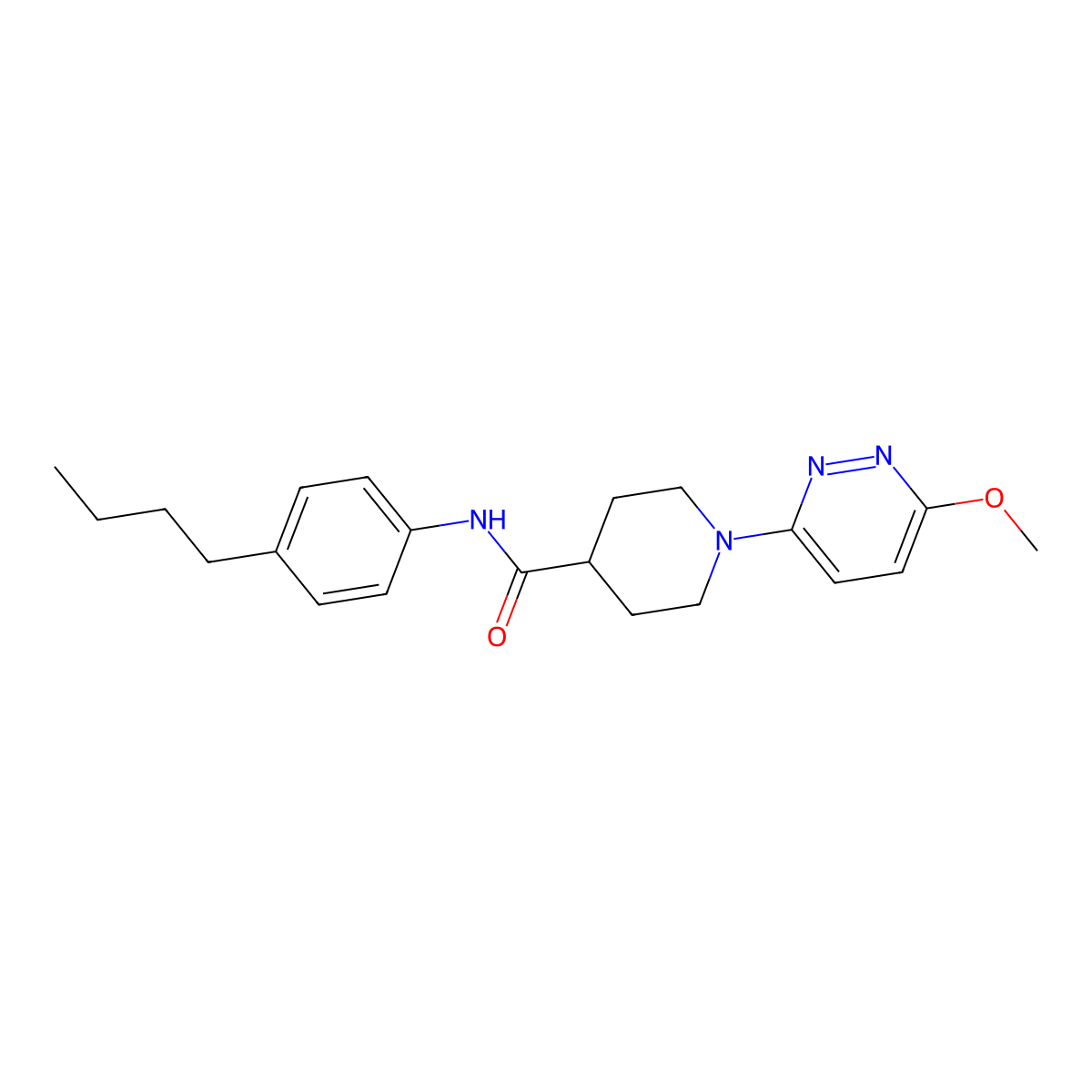 N-(4-butylphenyl)-1-(6-methoxypyridazin-3-yl)piperidine-4-carboxamide molecular structure, CAS 1435999-87-3