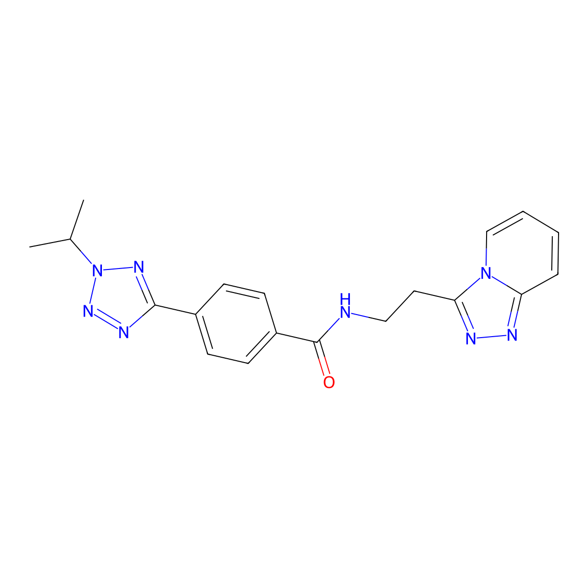 4-(2-isopropyl-2H-1,2,3,4-tetraazol-5-yl)-N-(2-[1,2,4]triazolo[4,3-a]pyridin-3-ylethyl)benzamide molecular structure, CAS 1435999-90-8