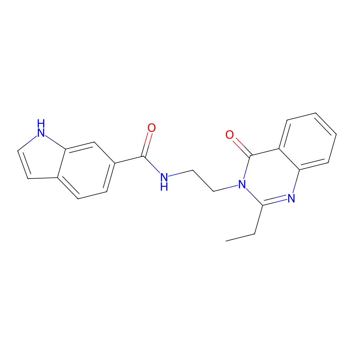N-[2-(2-ethyl-4-oxoquinazolin-3(4H)-yl)ethyl]-1H-indole-6-carboxamide molecular structure, CAS 1435999-91-9