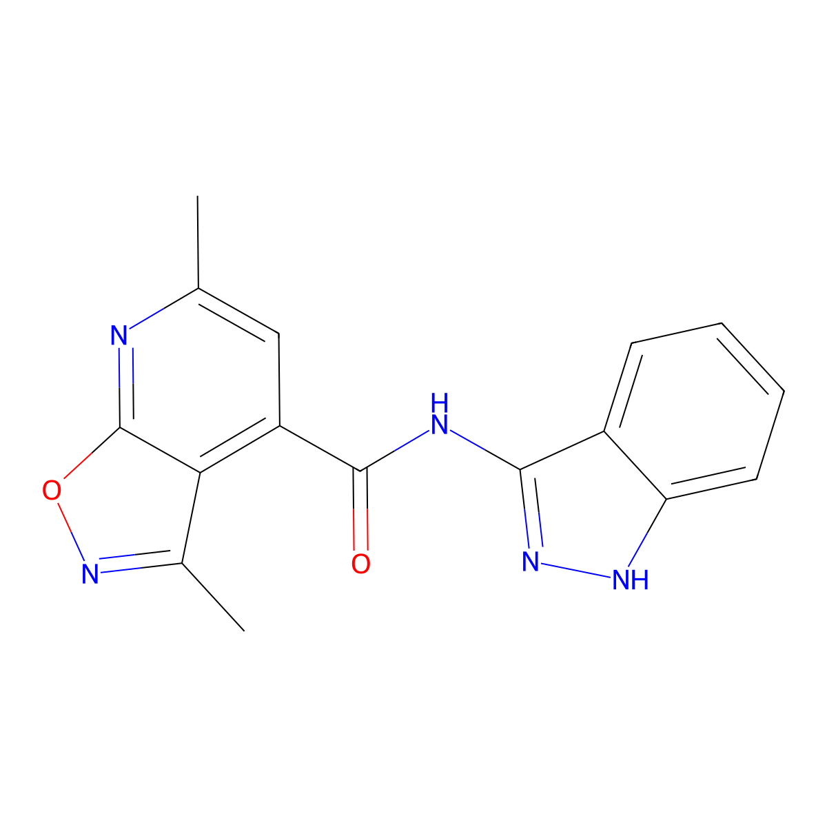 N-(2H-indazol-3-yl)-3,6-dimethyl[1,2]oxazolo[5,4-b]pyridine-4-carboxamide molecular structure, CAS 1435999-98-6