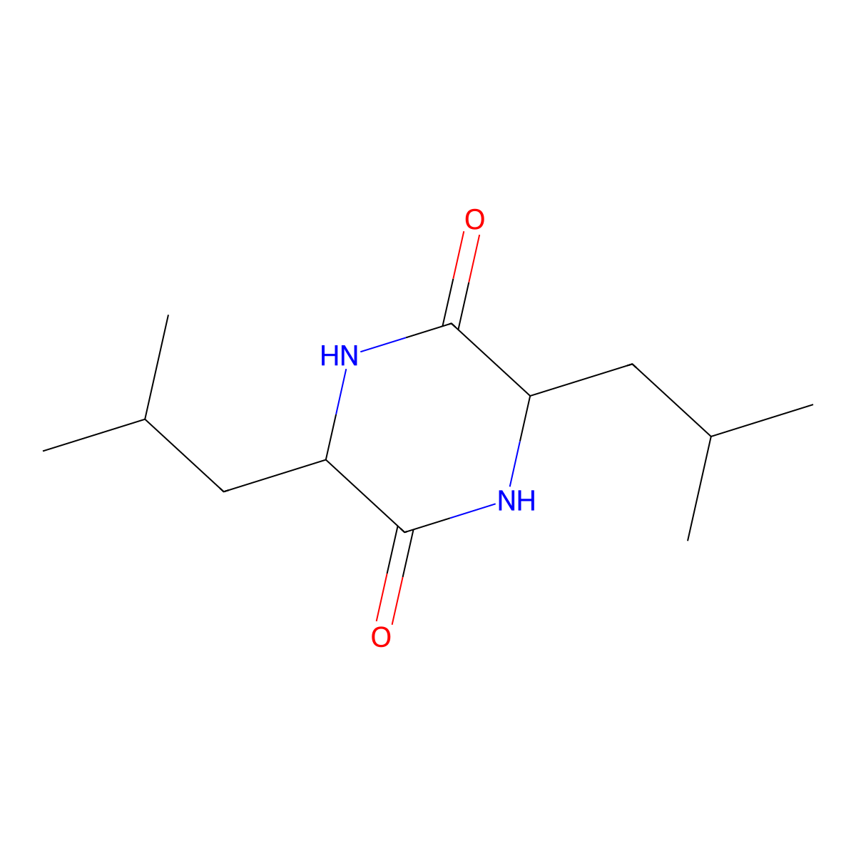 2,5-Piperazinedione, 3,6-bis(2-methylpropyl)- molecular structure, CAS 1436-27-7