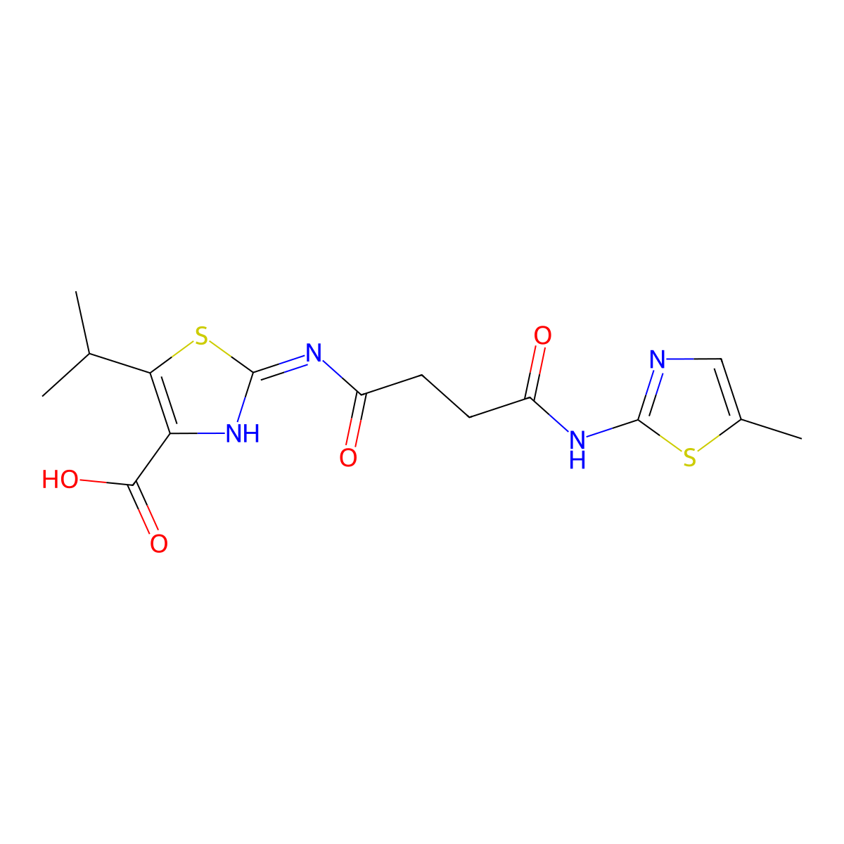 2-({4-[(5-Methyl-1,3-thiazol-2-yl)amino]-4-oxobutanoyl}amino)-5-(propan-2-yl)-1,3-thiazole-4-carboxylic acid molecular structure, CAS 1436000-04-2