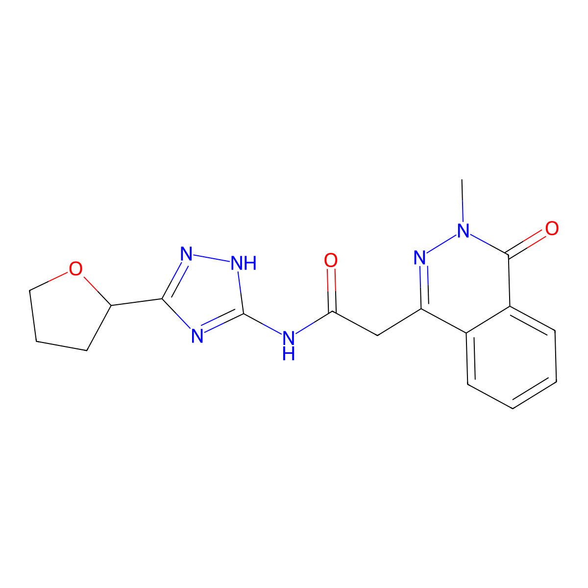 2-(3-methyl-4-oxo-3,4-dihydrophthalazin-1-yl)-N-[3-(tetrahydrofuran-2-yl)-1H-1,2,4-triazol-5-yl]acetamide molecular structure, CAS 1436000-08-6