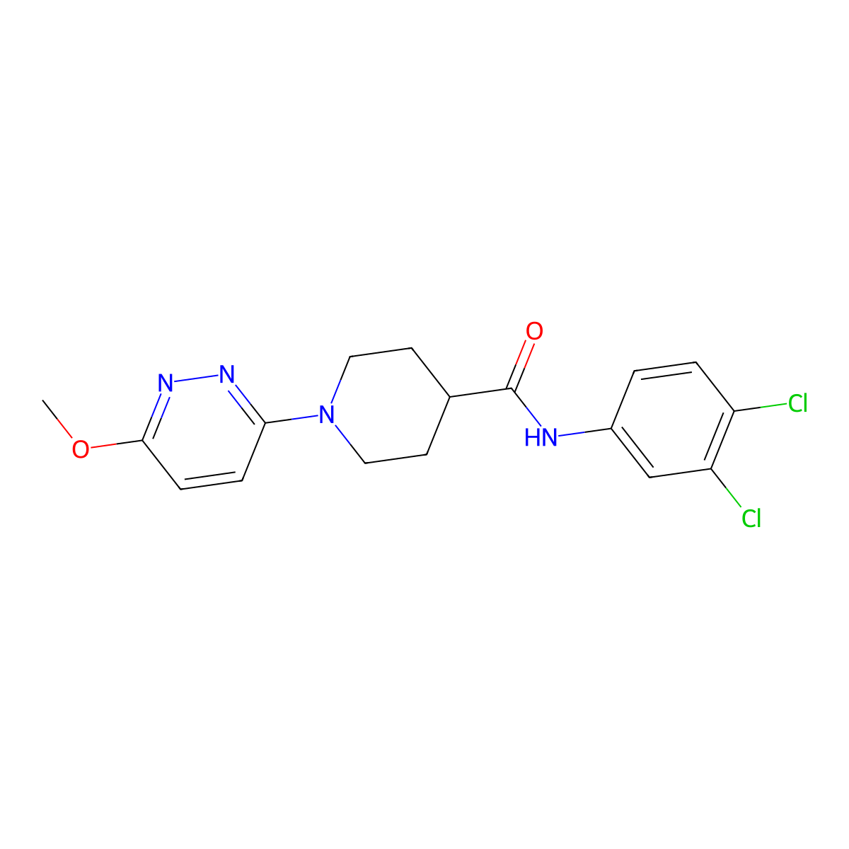 N-(3,4-dichlorophenyl)-1-(6-methoxypyridazin-3-yl)piperidine-4-carboxamide molecular structure, CAS 1436000-48-4