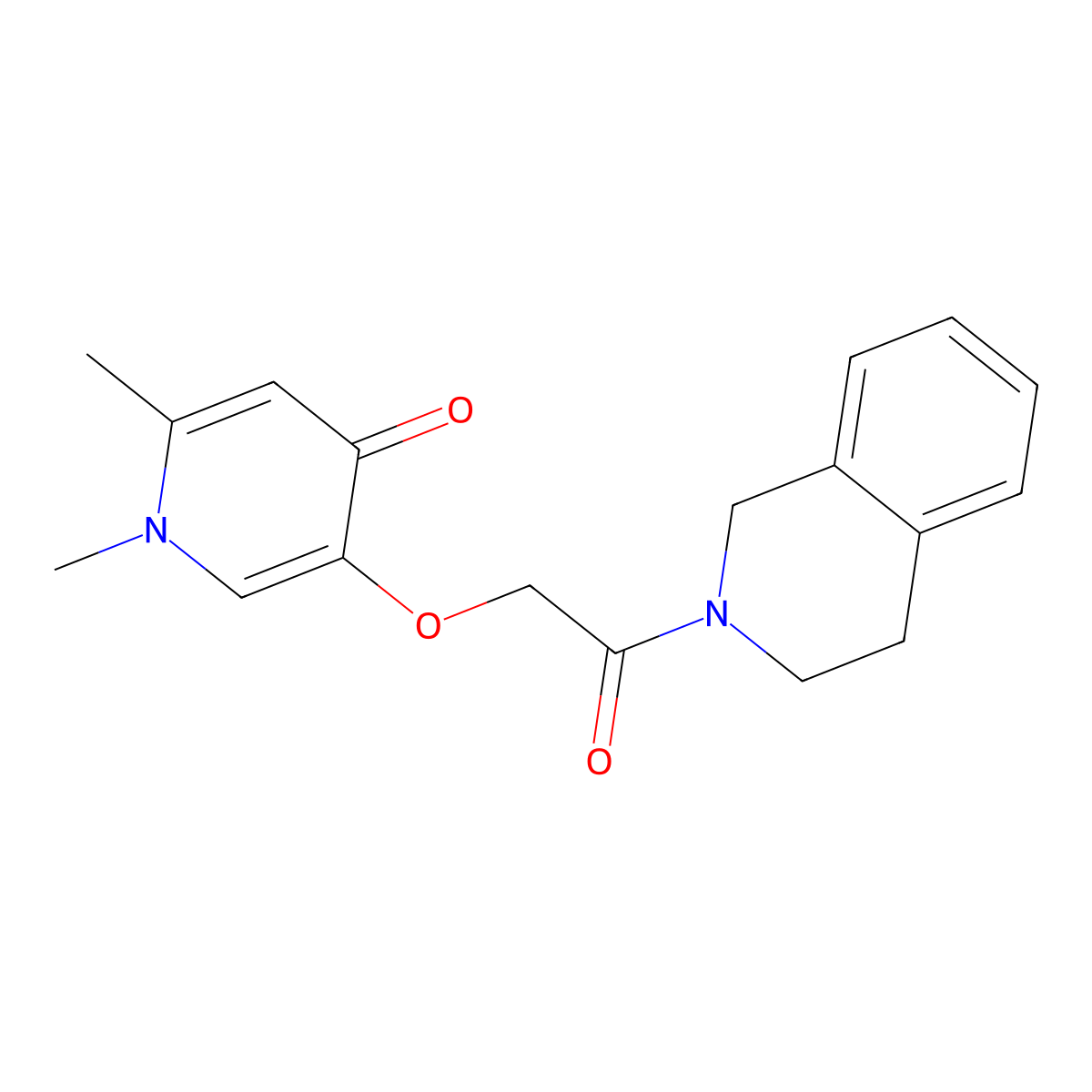 5-(2-(3,4-dihydroisoquinolin-2(1H)-yl)-2-oxoethoxy)-1,2-dimethylpyridin-4(1H)-one molecular structure, CAS 1436000-50-8