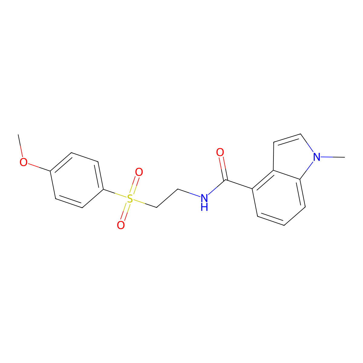 N-{2-[(4-methoxyphenyl)sulfonyl]ethyl}-1-methyl-1H-indole-4-carboxamide molecular structure, CAS 1436000-53-1