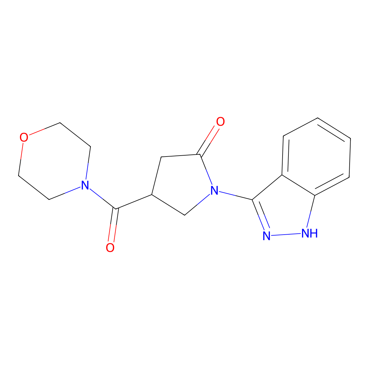 1-(2H-indazol-3-yl)-4-(morpholin-4-ylcarbonyl)pyrrolidin-2-one molecular structure, CAS 1436000-76-8