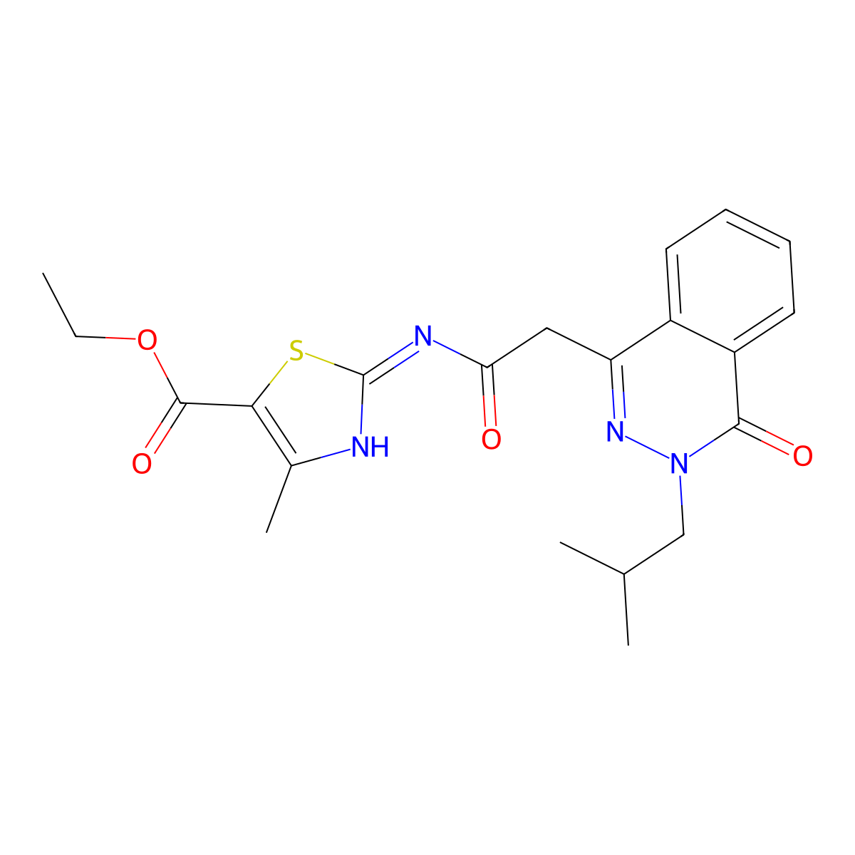 Ethyl 4-methyl-2-({[3-(2-methylpropyl)-4-oxo-3,4-dihydrophthalazin-1-yl]acetyl}amino)-1,3-thiazole-5-carboxylate molecular structure, CAS 1436000-84-8