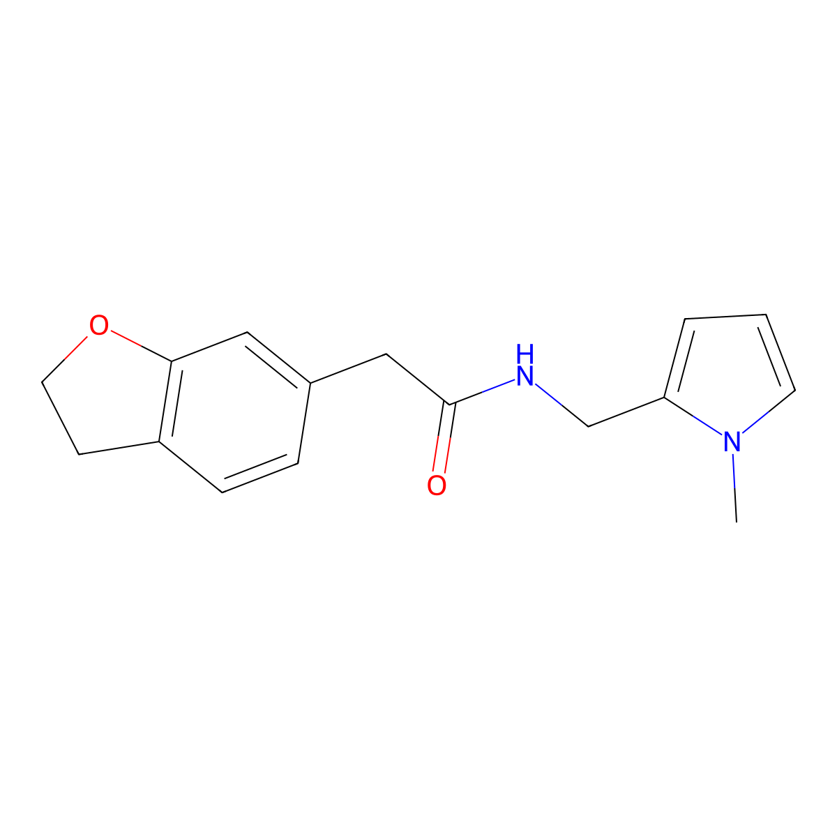 2-(2,3-dihydro-1-benzofuran-6-yl)-N-[(1-methyl-1H-pyrrol-2-yl)methyl]acetamide molecular structure, CAS 1436001-11-4