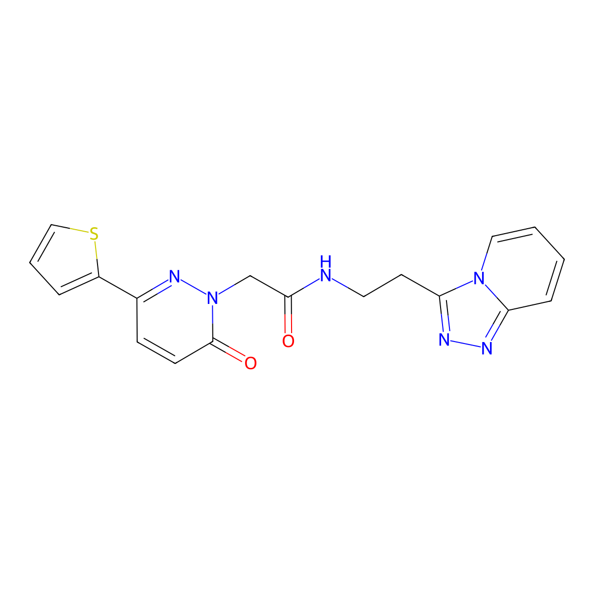 2-[6-oxo-3-(thiophen-2-yl)pyridazin-1(6H)-yl]-N-[2-([1,2,4]triazolo[4,3-a]pyridin-3-yl)ethyl]acetamide molecular structure, CAS 1436001-20-5