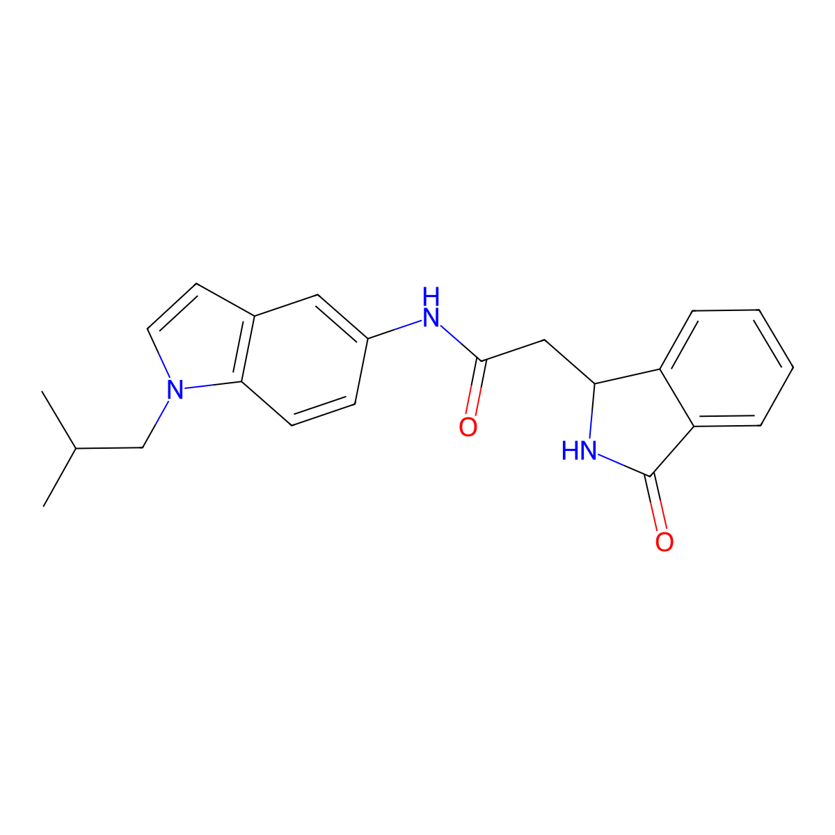 N-(1-isobutyl-1H-indol-5-yl)-2-(3-oxo-2,3-dihydro-1H-isoindol-1-yl)acetamide molecular structure, CAS 1436001-24-9