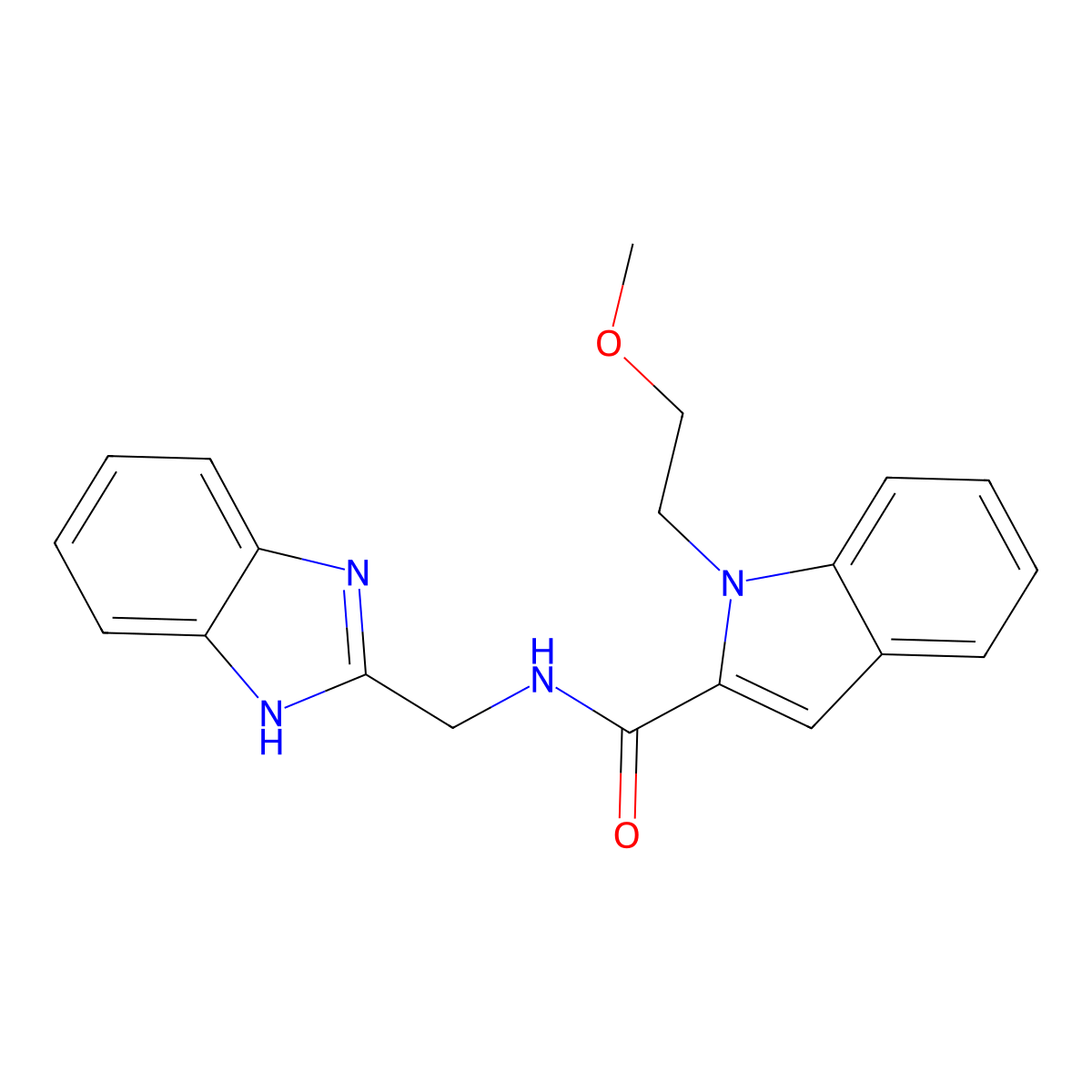 N-(1H-1,3-benzimidazol-2-ylmethyl)-1-(2-methoxyethyl)-1H-indole-2-carboxamide molecular structure, CAS 1436001-51-2