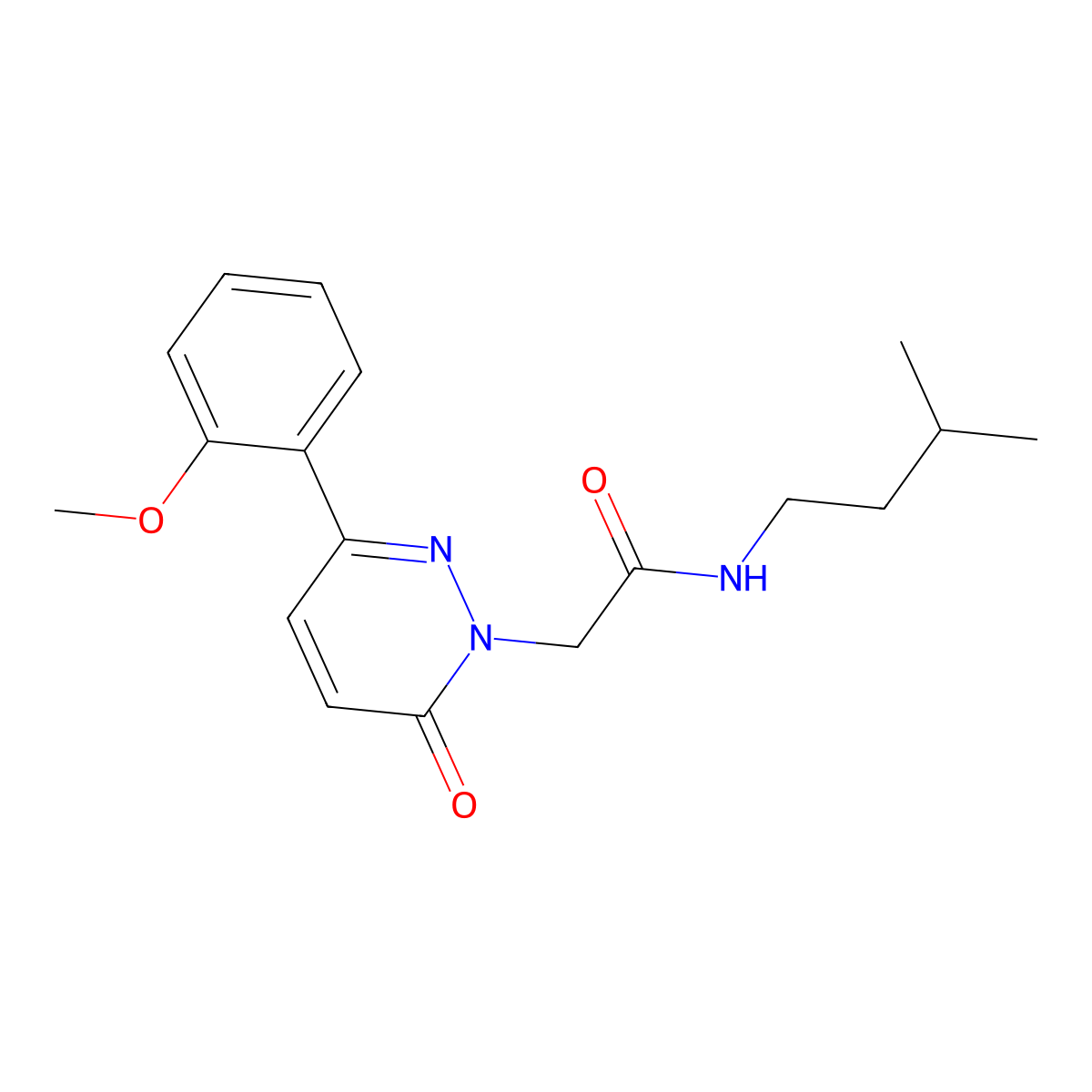 N-isopentyl-2-[3-(2-methoxyphenyl)-6-oxo-1(6H)-pyridazinyl]acetamide molecular structure, CAS 1436001-54-5