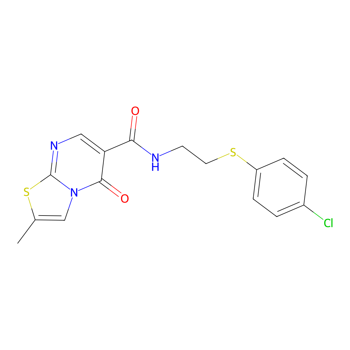 N-{2-[(4-chlorophenyl)sulfanyl]ethyl}-2-methyl-5-oxo-5H-[1,3]thiazolo[3,2-a]pyrimidine-6-carboxamide molecular structure, CAS 1436001-56-7