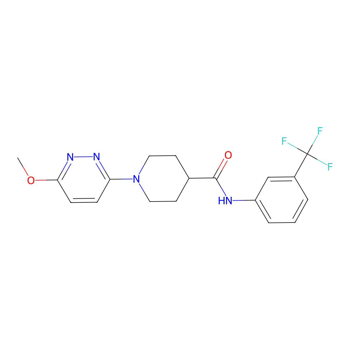 1-(6-methoxypyridazin-3-yl)-N-(3-(trifluoromethyl)phenyl)piperidine-4-carboxamide molecular structure, CAS 1436001-70-5