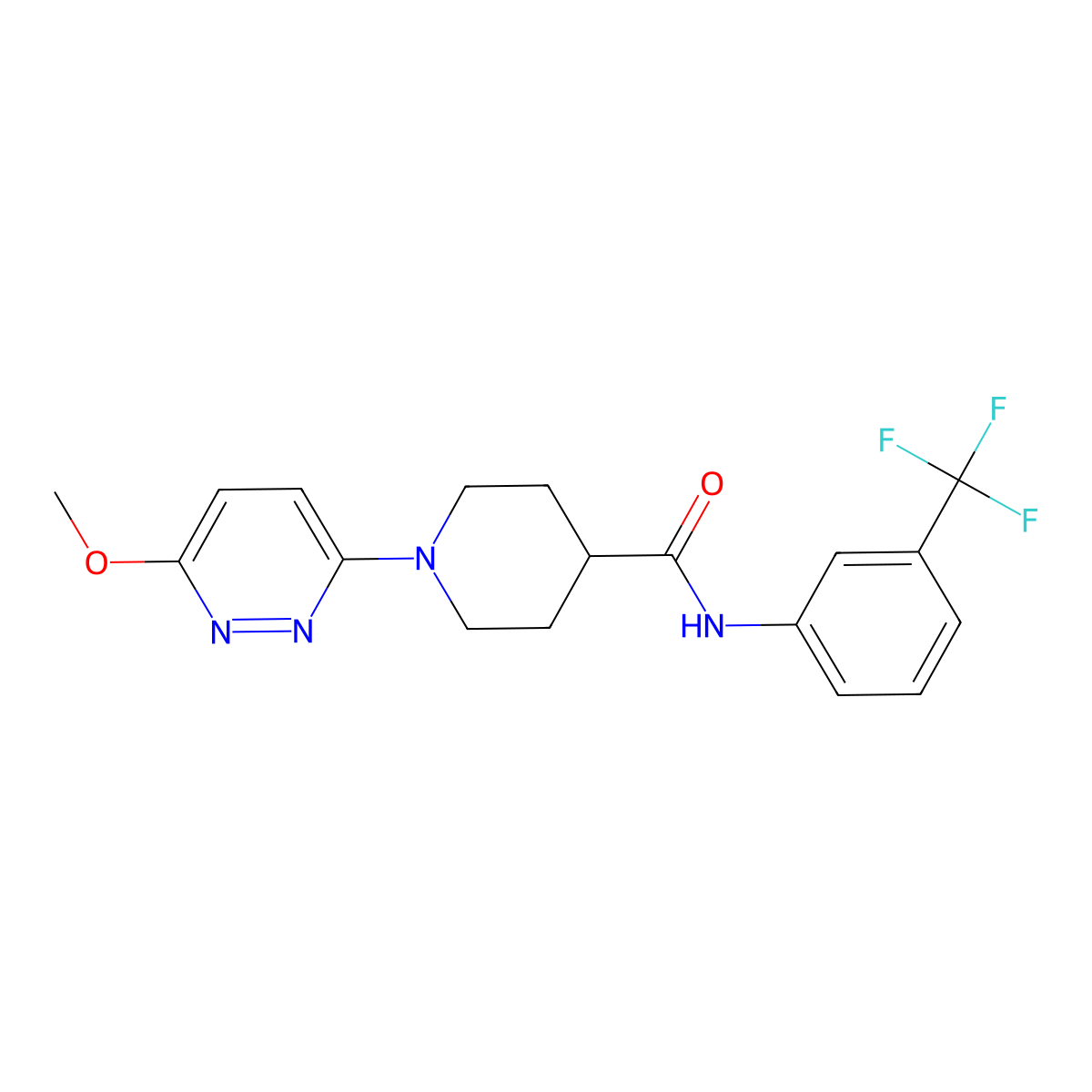 1-(6-methoxypyridazin-3-yl)-N-(3-(trifluoromethyl)phenyl)piperidine-4-carboxamide molecular structure, CAS 1436001-70-5