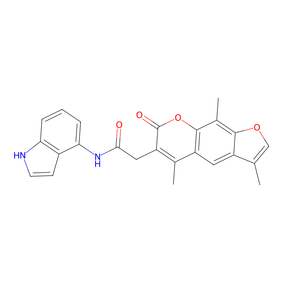 N-(1H-indol-4-yl)-2-(3,5,9-trimethyl-7-oxo-7H-furo[3,2-g]chromen-6-yl)acetamide molecular structure, CAS 1436001-74-9