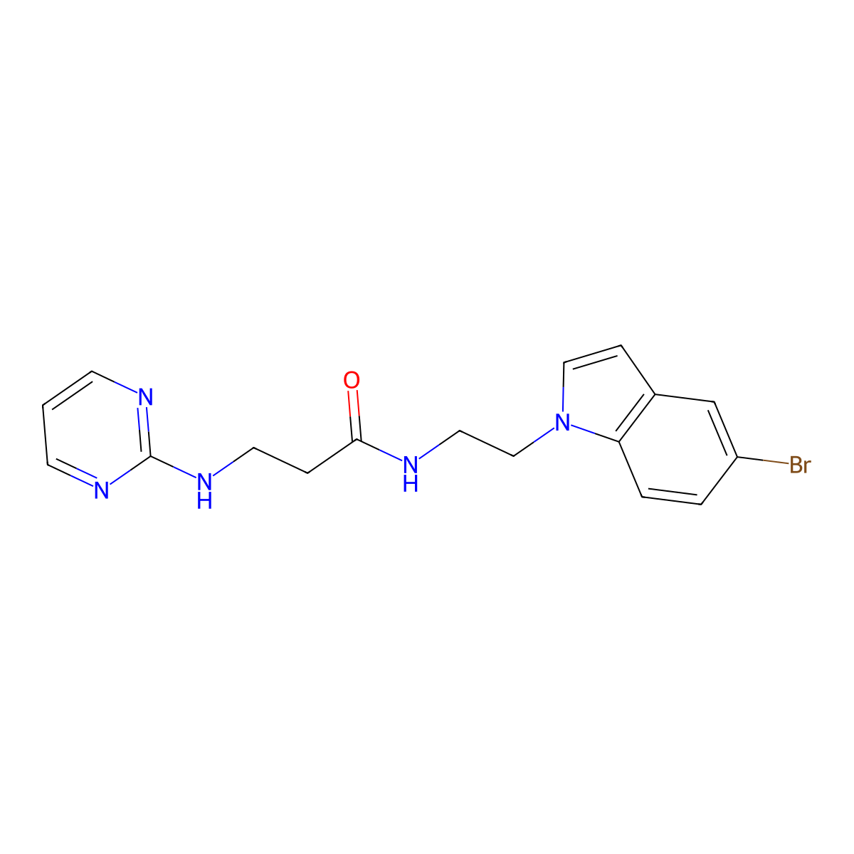 N-[2-(5-bromo-1H-indol-1-yl)ethyl]-3-(2-pyrimidinylamino)propanamide molecular structure, CAS 1436001-77-2