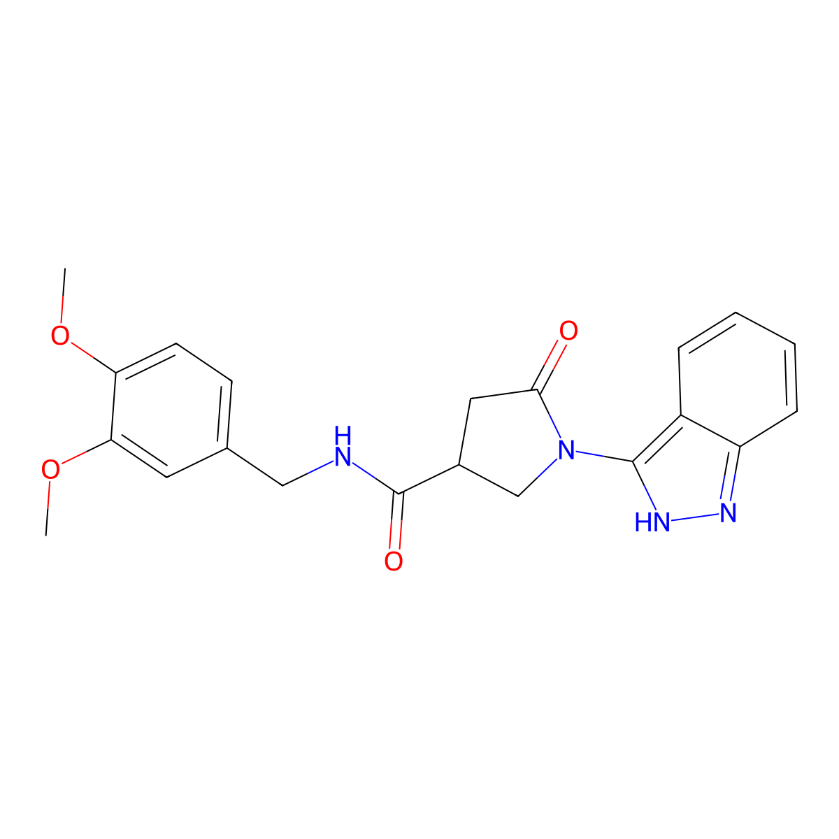 N-(3,4-dimethoxybenzyl)-1-(2H-indazol-3-yl)-5-oxopyrrolidine-3-carboxamide molecular structure, CAS 1436002-13-9