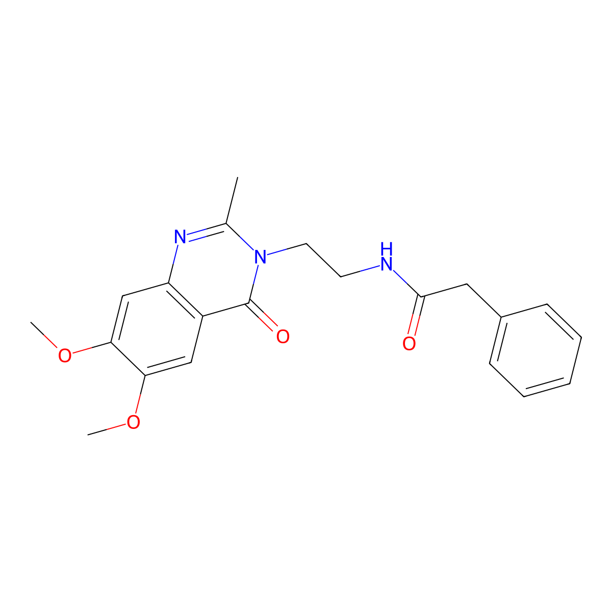N-[2-(6,7-dimethoxy-2-methyl-4-oxoquinazolin-3(4H)-yl)ethyl]-2-phenylacetamide molecular structure, CAS 1436002-22-0