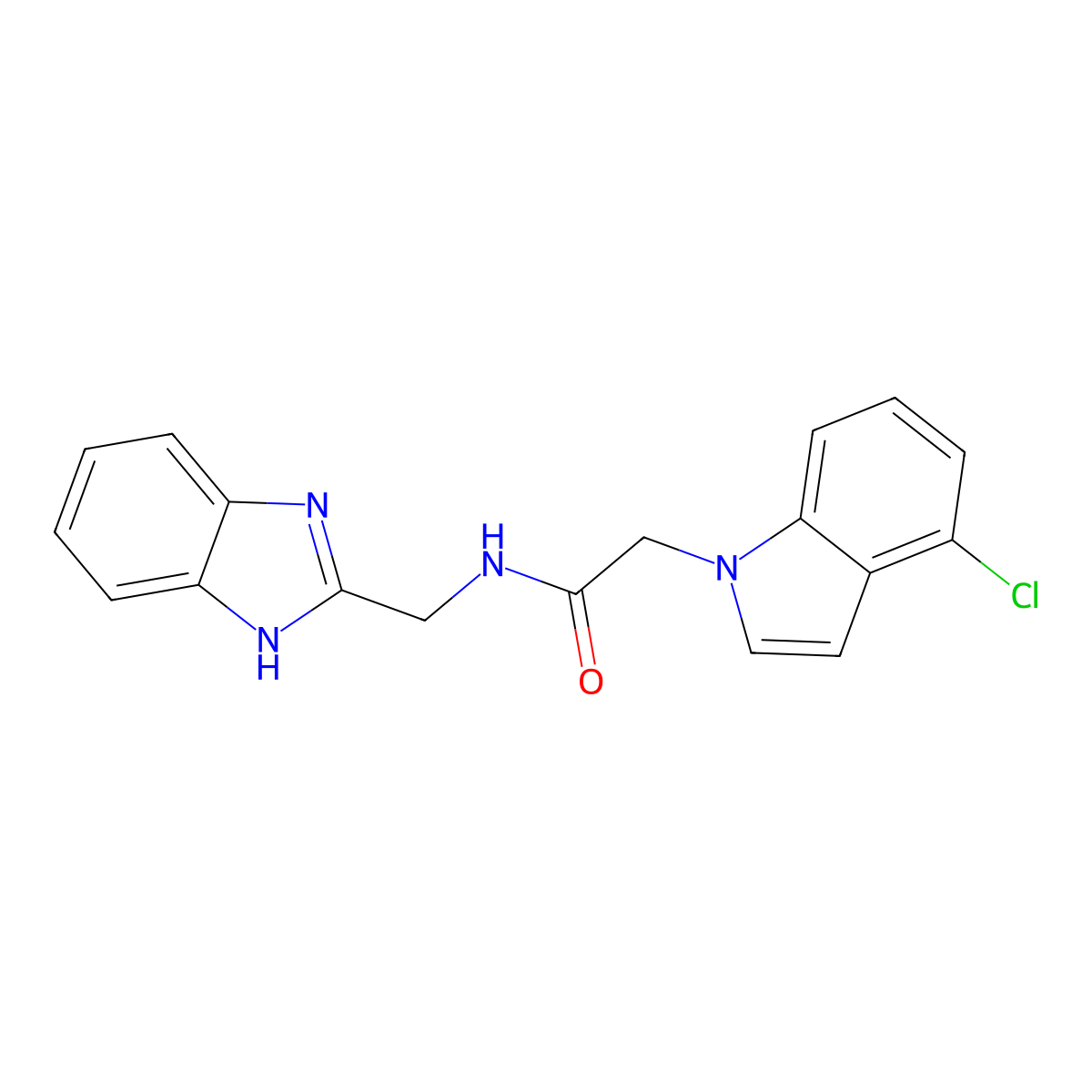 N-(1H-benzimidazol-2-ylmethyl)-2-(4-chloro-1H-indol-1-yl)acetamide molecular structure, CAS 1436002-25-3