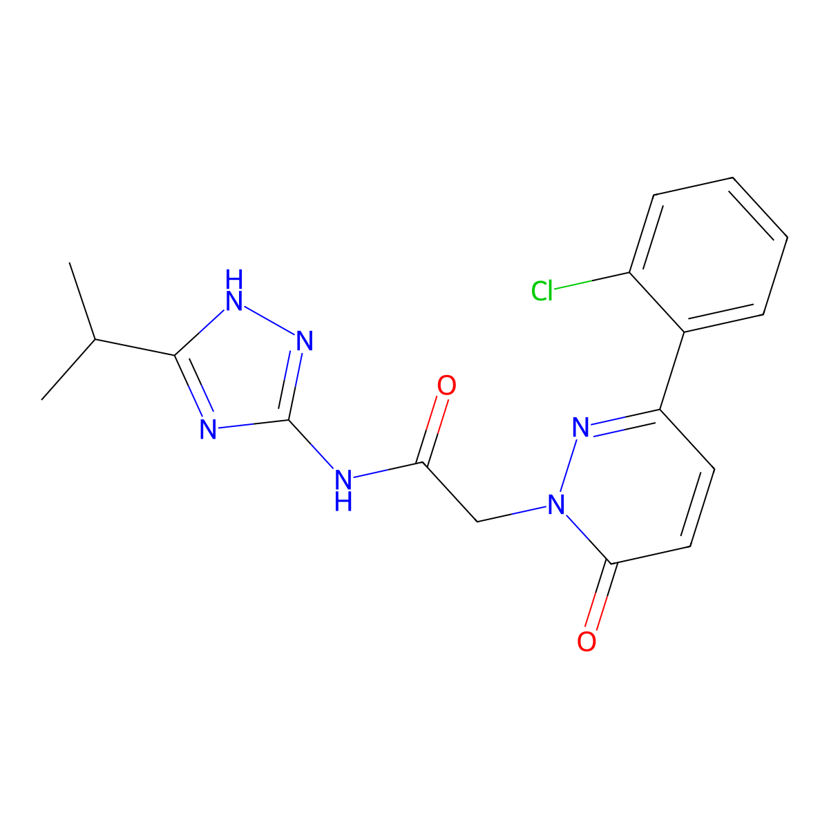 2-[3-(2-chlorophenyl)-6-oxopyridazin-1(6H)-yl]-N-[3-(propan-2-yl)-1H-1,2,4-triazol-5-yl]acetamide molecular structure, CAS 1436002-32-2