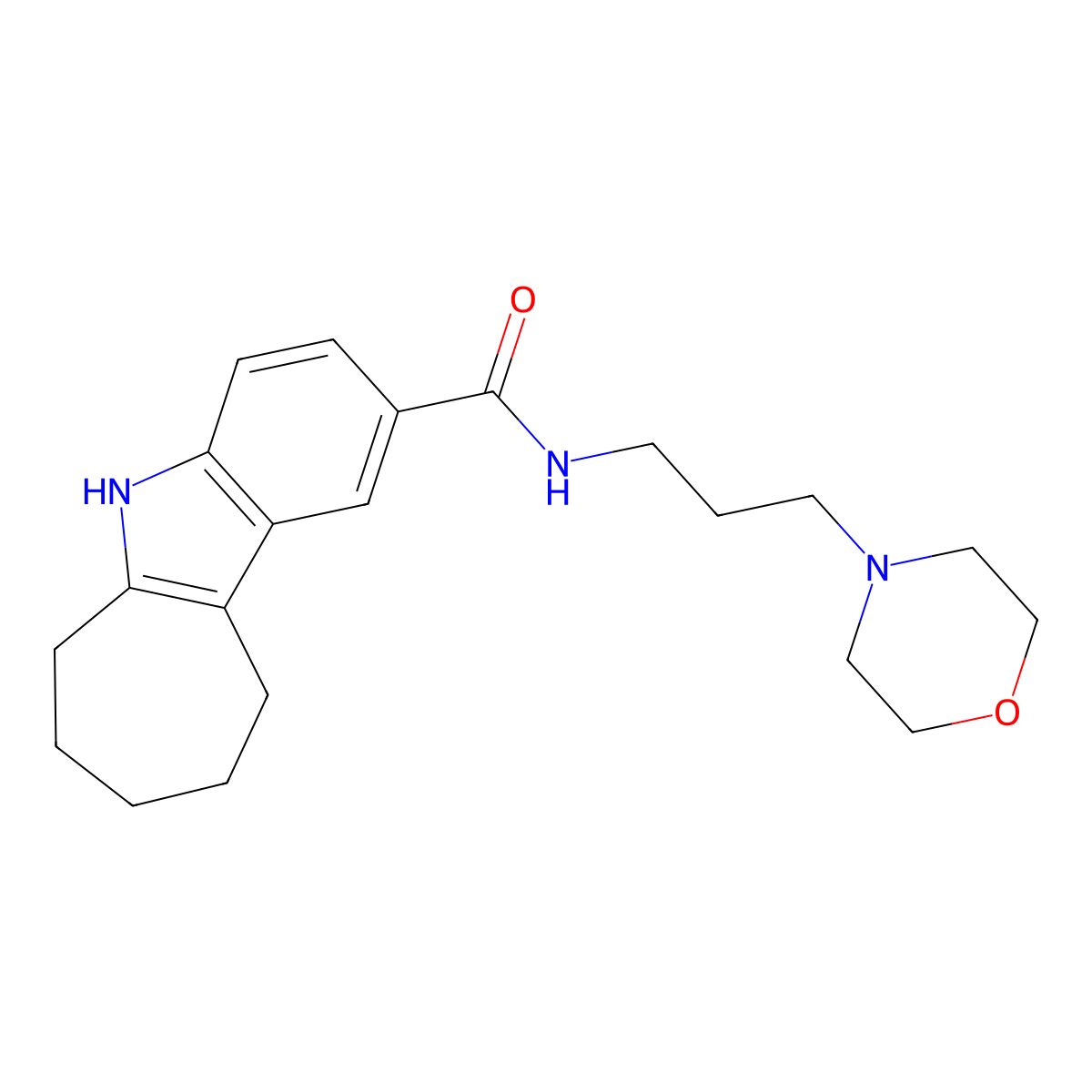 N-(3-morpholinopropyl)-5,6,7,8,9,10-hexahydrocyclohepta[b]indole-2-carboxamide molecular structure, CAS 1436002-40-2