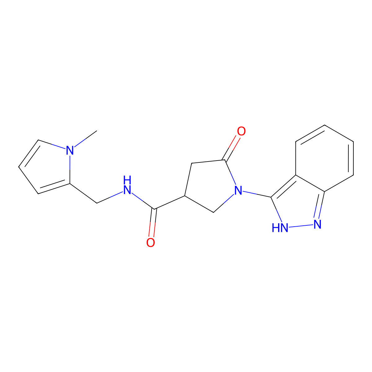 1-(1H-indazol-3-yl)-N-[(1-methyl-1H-pyrrol-2-yl)methyl]-5-oxo-3-pyrrolidinecarboxamide molecular structure, CAS 1436002-41-3