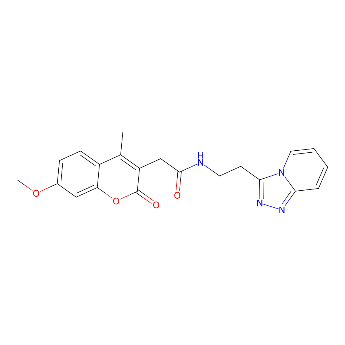 2-(7-methoxy-4-methyl-2-oxo-2H-chromen-3-yl)-N-(2-[1,2,4]triazolo[4,3-a]pyridin-3-ylethyl)acetamide molecular structure, CAS 1436002-63-9
