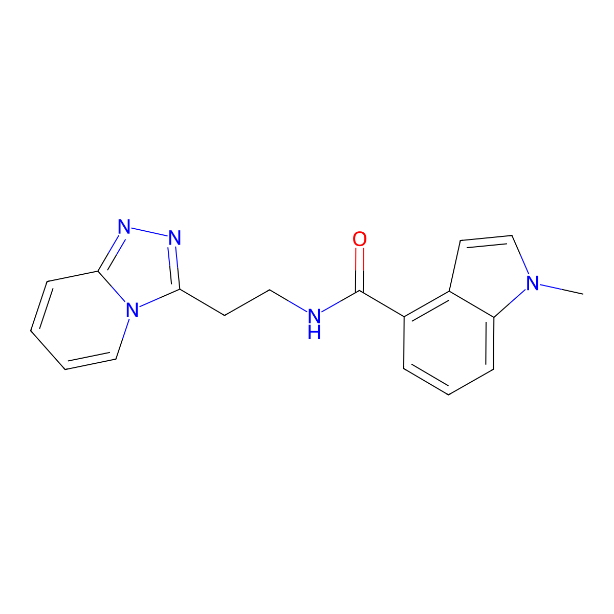 1-methyl-N-(2-[1,2,4]triazolo[4,3-a]pyridin-3-ylethyl)-1H-indole-4-carboxamide molecular structure, CAS 1436002-80-0