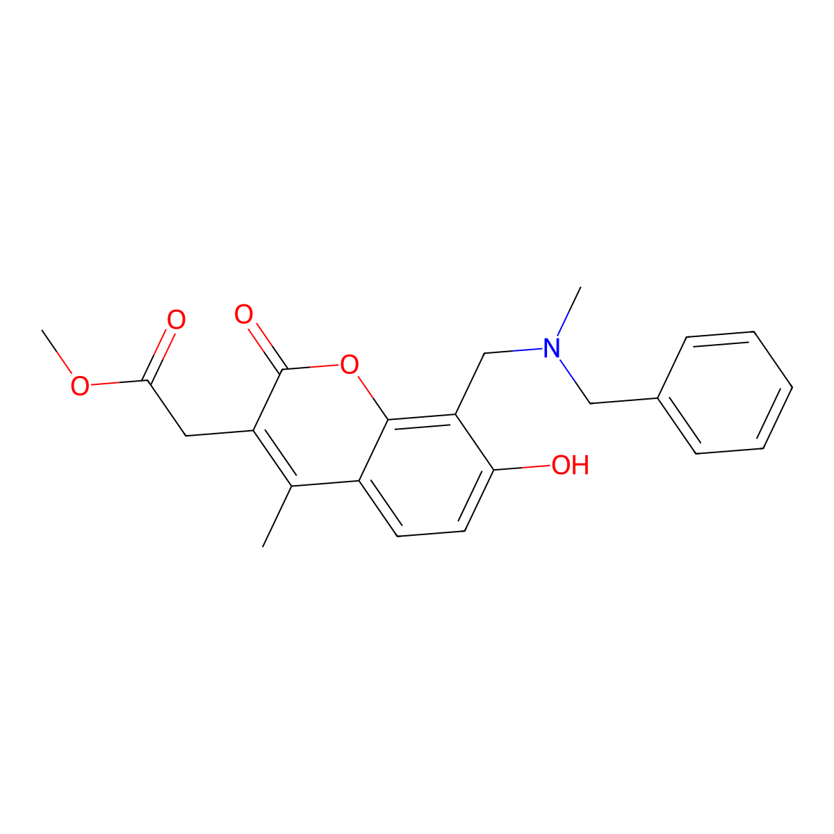 methyl (8-{[benzyl(methyl)amino]methyl}-7-hydroxy-4-methyl-2-oxo-2H-chromen-3-yl)acetate molecular structure, CAS 1436002-92-4
