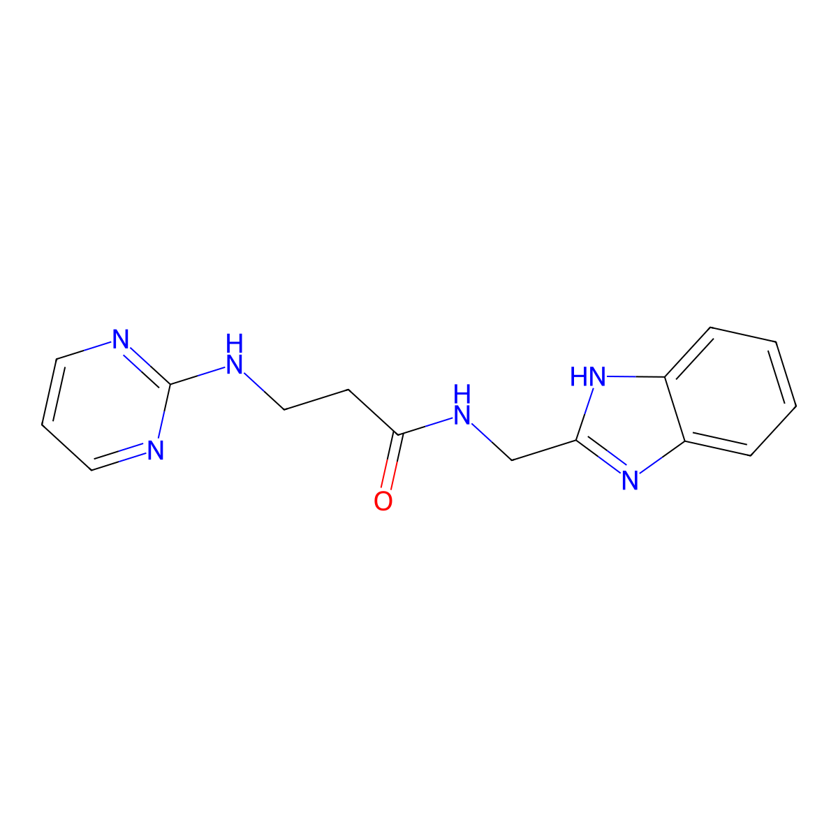 N-(1H-1,3-benzimidazol-2-ylmethyl)-3-(2-pyrimidinylamino)propanamide molecular structure, CAS 1436003-00-7